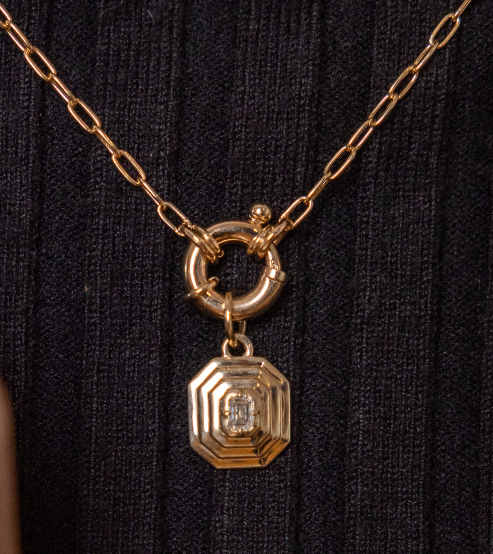 TRIPLE BEZEL & COLLET-SET EMERALD PENDANT